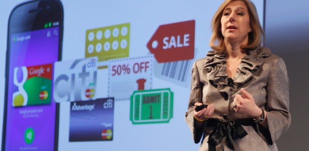 Stephanie Tilenius, vice-presidente de comércio do Google, fala sobre o Google Wallet em evento de lançamento nos EUA; serviço que permite fazer compras pelo smartphone