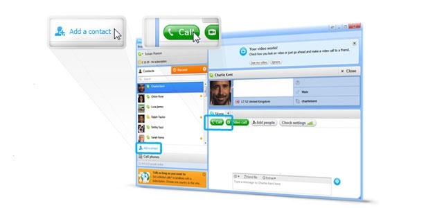 Imagem de divulgao do Skype, que mostra como fazer chamadas de voz usando computador