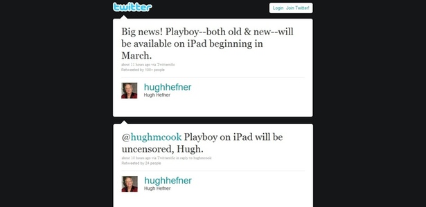Playboy chega ao iPad em maro, garante fundador da revista em seu perfil no Twitter