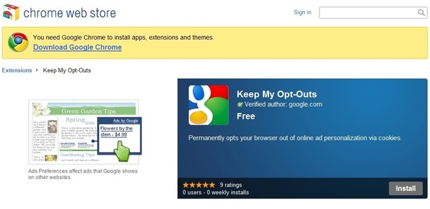 Extenso para o Chrome desabilita cookies de rastreamento para uso de anunciantes