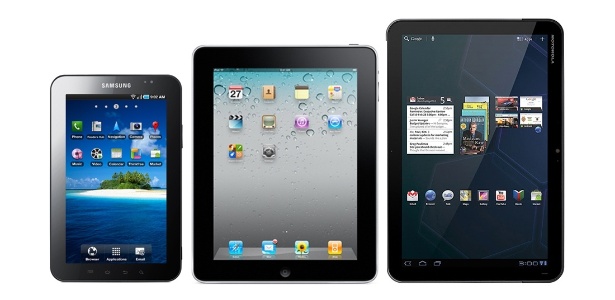 Samsung Galaxy Tab, iPad (1 gerao) e Motorola Xoom so exemplos de computadores tablet