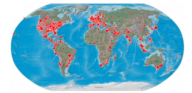 Mapa mostra concentrao de tutes sobre a morte de Bin Laden ao redor do mundo