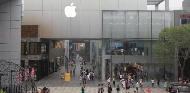 Fachada de Apple Store, loja oficial de produtos Apple, localizada na China