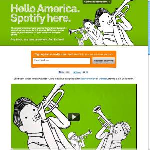 Página do serviço de música online Spotify durante a abertura do serviço para os EUA - AP