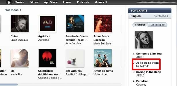 Michel Tel aparece na segunda posio com a msica mais vendida da iTunes Store no Brasil 