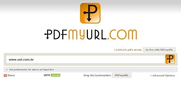 PDF My Url captura as informaes de um endereo e as converte para o formato de texto