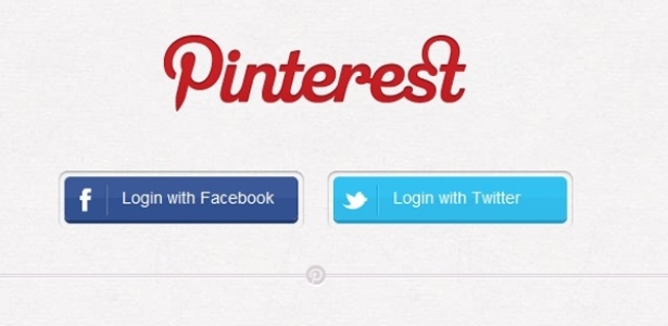 Página de login do serviço Pinterest; usuários podem fazer login com outras redes sociais